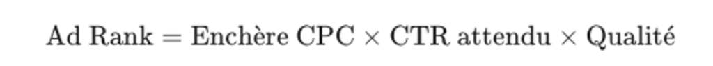 Formule mathématique de l'Ad Rank